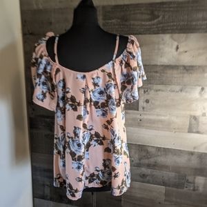 Blue rain floral top